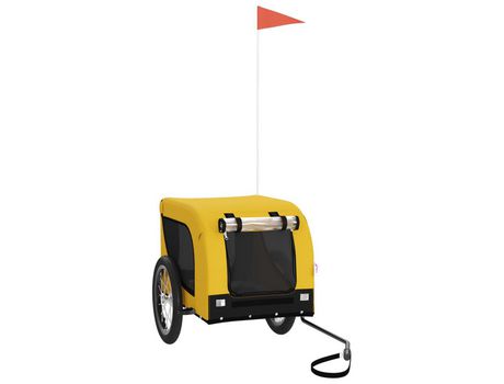 Remolque bicicleta de perros hierro tela Oxford amarillo VIDAXL negro
