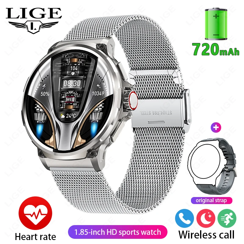 (plata, Correa De Malla) Reloj Inteligente, Llamada Bluetooth, Rastreador De Frecuencia Cardíaca, 710mah, Deportes Al Aire Libre
