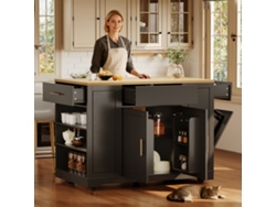Isla de cocina de 120 cm con cajones y puertas, diseño moderno.
