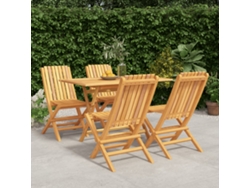 Juego de comedor de jardín de 5 piezas en madera maciza de teca DKD Home Decor