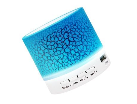 Mini altavoz con luces de 7 colores, pequeño altavoz inalámbrico BT, altavoz portátil recargable para viajes al aire libre, oficina en casa azul