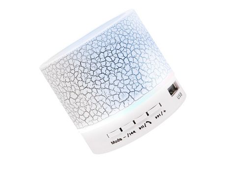 Mini altavoz con luces de 7 colores, pequeño altavoz inalámbrico BT, altavoz portátil recargable para viajes al aire libre, oficina en casa blanco