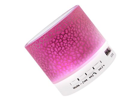 Mini altavoz con luces de 7 colores, pequeño altavoz inalámbrico BT, altavoz portátil recargable para viajes al aire libre, oficina en casa rosa