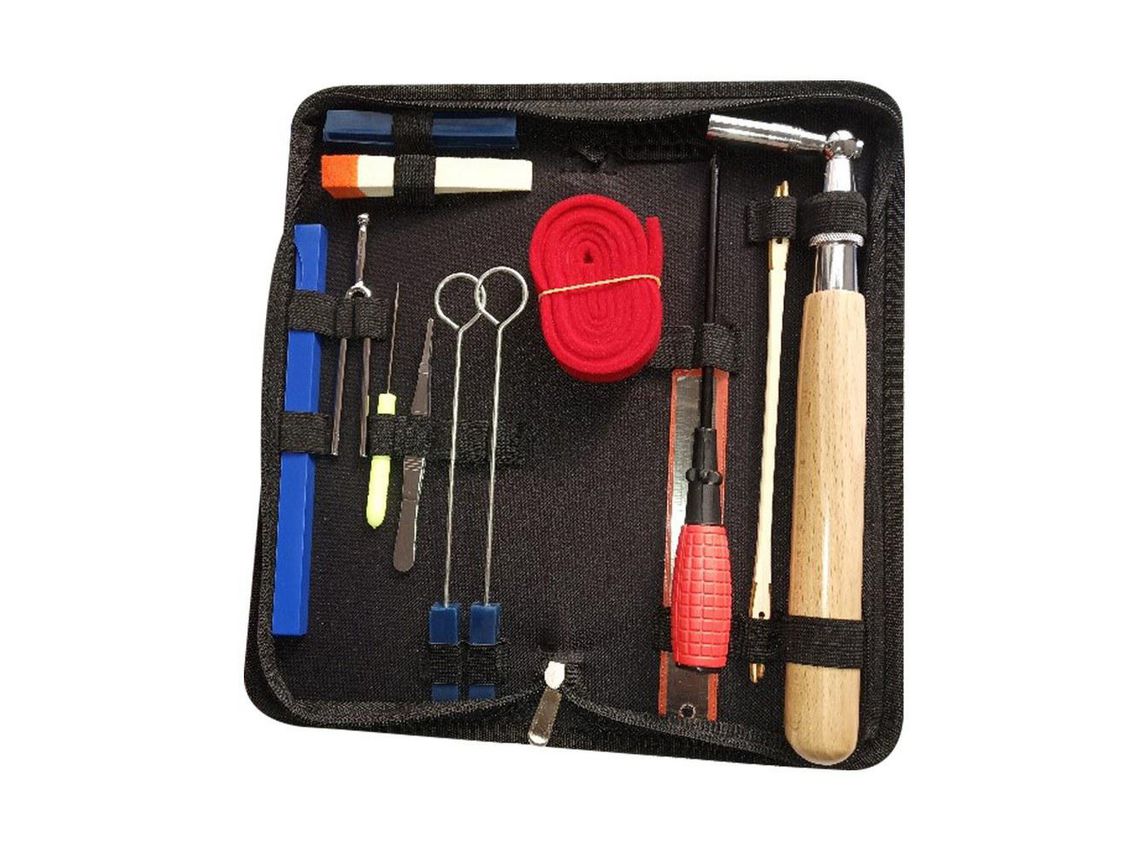 Kit de Afinação de Piano Profissional Conjunto de Ferramentas de Afinação de Piano Cabo de Madeira Chave de Afinação Fixa com Bolsa Multicolorido