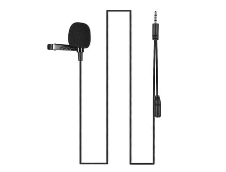 Mini micrófono de condensador Lavalier de solapa con clip con conector de salida de auriculares de 3,5 mm para iPhone, iPad, Android, teléfono inte...