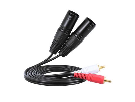 Cable de audio estéreo de 1,5 m/5 pies, doble XLR macho a doble RCA macho, enchufe para amplificador de micrófono de consola Mxing negro