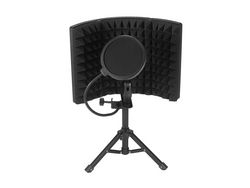 Pantalla de aislamiento de micrófono con esponja absorbente de alta densidad, minitablero de protección de ventilación para parabrisas plegable de 3 paneles CHRUI