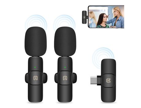 PULUZ PU3151B One-Trigger-Two Mini 2.4G Sistema con micrófono inalámbrico Reemplazo de micrófono con clip para tabletas con teléfonos inteligentes ...