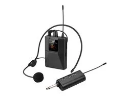Fone de Ouvido com Microfone Sem Fio Uhf com Transmissor e Receptor Transmissor Bodypack com Display Digital Led Preto