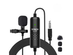 SYNCO Lav-S6E Micrófono Lavalier profesional Micrófono de solapa de condensador omnidireccional con clip Emparejamiento automático Cable de 6 m/19,7 de largo con parabrisas para cámara DSLR
