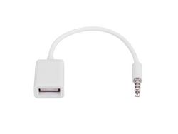 3.5Mm Macho Carro Aux Áudio Jack para Usb 2.0 Fêmea Adaptador Conversor Cabo Otg Branco