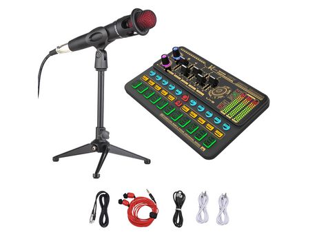 SK500 Tarjeta de sonido en vivo portátil Dispositivo cambiador de voz Kit de mezclador de audio con soporte de micrófono #2