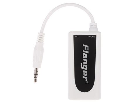 Flanger FC-21 Convertidor de conector de guitarra Guitarra eléctrica Adaptador de bajo a teléfono móvil y tableta blanco