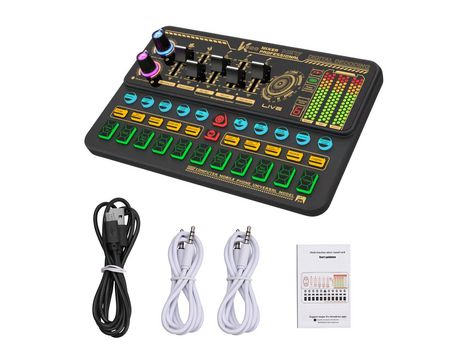 SK500 Tarjeta de sonido en vivo portátil Dispositivo cambiador de voz Kit de mezclador de audio con soporte de micrófono #1