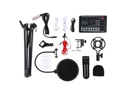 Kit de micrófono de suspensión Tarjeta de sonido profesional Juego de micrófono y brazo para micrófono Negro CUICH