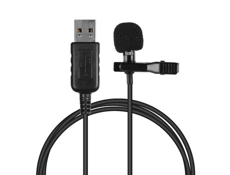 docooler Mini Lapel Lavalier Micrófono de condensador con clip con enchufe USB para computadora PC portátil negro