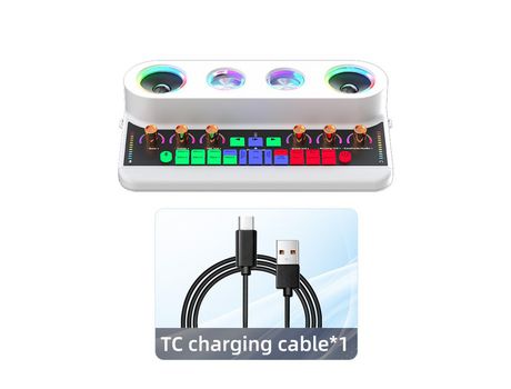 Tarjeta de sonido S20 y equipo de podcast de audio Máquina de karaoke portátil con 2 micrófonos blanco