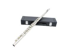 Flauta de concierto occidental, instrumento de viento de madera con llave C, plateado, cuproníquel, 16 agujeros plata