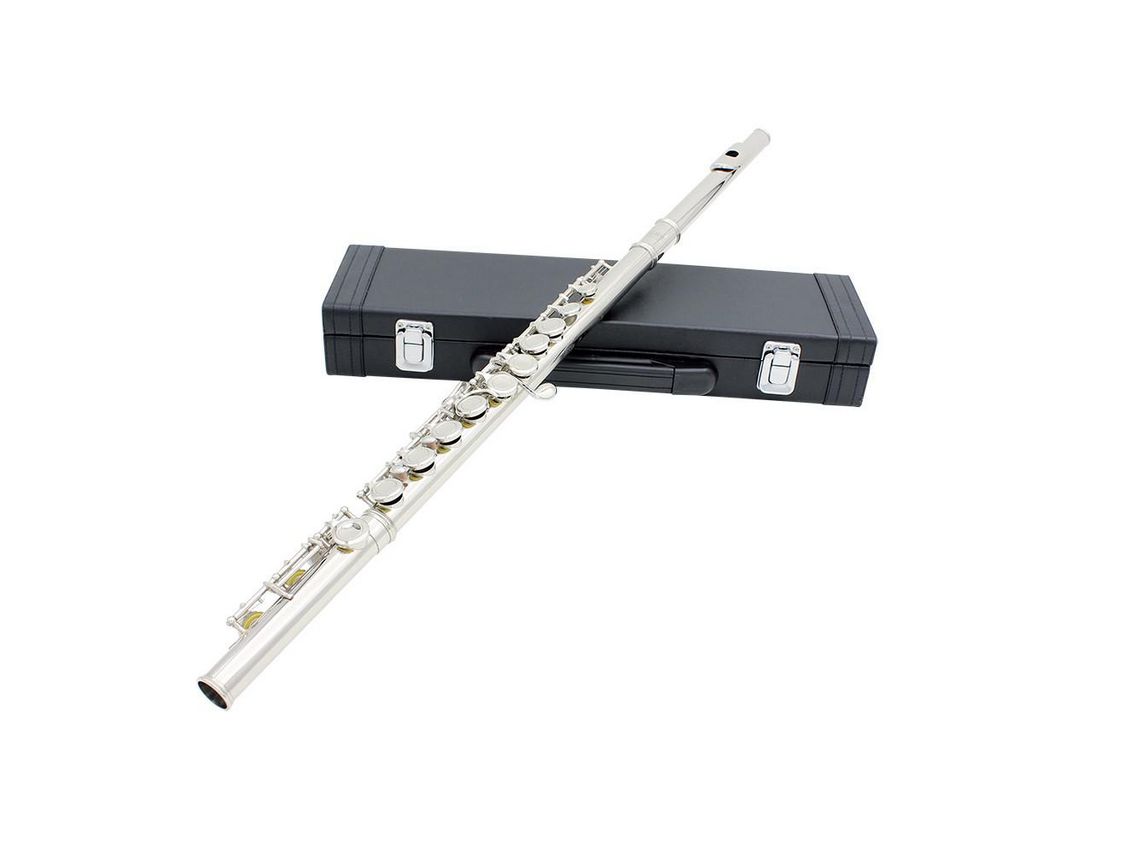 Flauta de concierto occidental, instrumento de viento de madera con llave C, plateado, cuproníquel, 16 agujeros plata