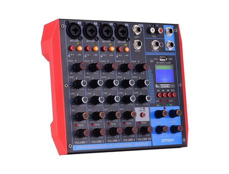 ammoon AG-6 Consola de mezclas portátil de 6 canales Mezclador de audio digital eu plug