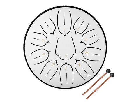 Tambor de lengua de acero de 11 tonos de 6 pulgadas, tambores de mano con baquetas, instrumentos musicales de percusión plata