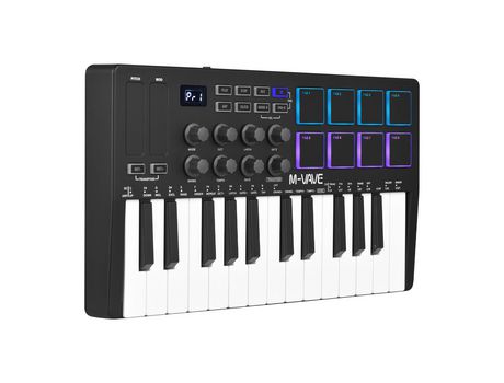 M-VAVE Teclado de control MIDI de 25 teclas Mini teclado USB portátil Controlador MIDI negro