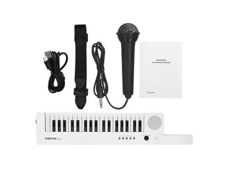 Piano electrónico de guitarra con mini teclado Piano de teclado electrónico de 37 teclas blanco negro