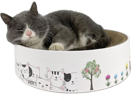 Poste rascador para gatos pequeño, perla blanca, nido rascador COZEVDNT