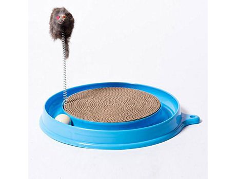 Rascador para Gatos con Pelota y Ratón - Azul COZEVDNT