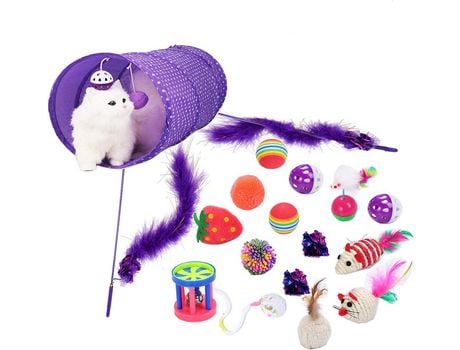 Juego de juguetes para gatos: túnel, bola sonora y varita de juego COZEVDNT