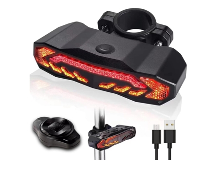 Luz trasera inteligente para bicicleta con señales de giro y freno, bocina eléctrica de advertencia, luz trasera para bicicleta recargable por USB,...