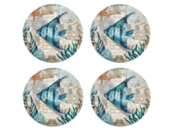 Posavasos de piedra con soporte, base de corcho con temática de playa tropical, para regalos de nuevo hogar NEVEANCE