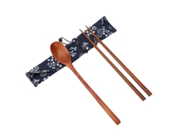 Juego De Cubiertos De Madera Portátiles Con Palillos Y Cuchara Para Viajes Y Uso En La Oficina.