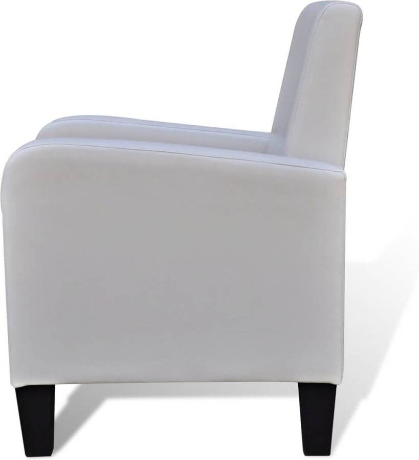 Vidaxl De Elegante madera y cuero artificial blanco asiento