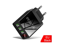 Cargador Yuysan 3usb Con Pantalla Digital Y Cabezal De Carga Negro