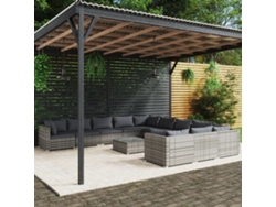 Conjunto de jardín DKD Home Decor de 12 piezas con cojines de mimbre gris