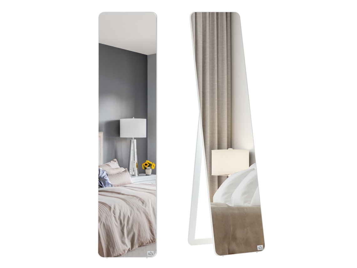Espejo Pie Marco Plegable 37x43x156 Madera Pino Blanco