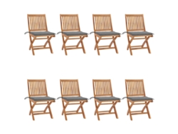 Sillas de jardín plegables de teca maciza de 8 piezas con cojines DKD Home Decor