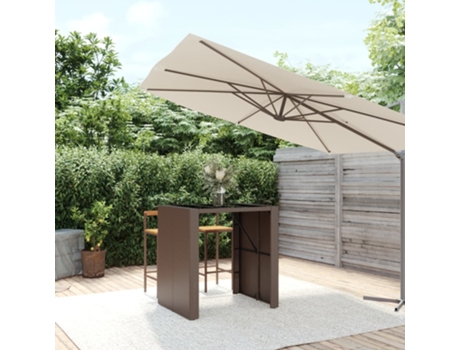 Mesa De Bar Con Tapa De Cristal VIDAXL Marrón Poli Ratán (105x80x110 cm)