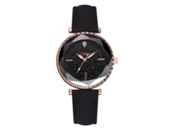 Reloj De Pulsera Para Mujer Con Correa De Pu, Esfera Redonda, Movimiento De Cuarzo, Aleación, Negro.