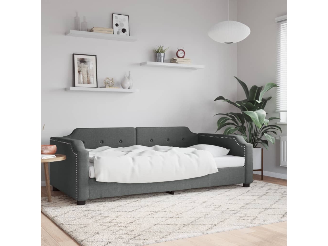 Sofá Cama Sin Colchón Tela Gris Oscuro 100x200 Cm