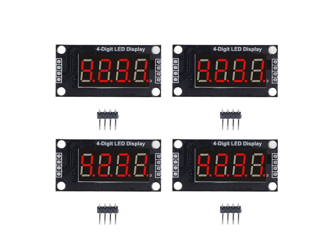 4 Juegos De Módulos De Pantalla Led De 7 Segmentos Y 4 Dígitos, 0,36 Pulgadas, Chip Tm1637, Rojo.