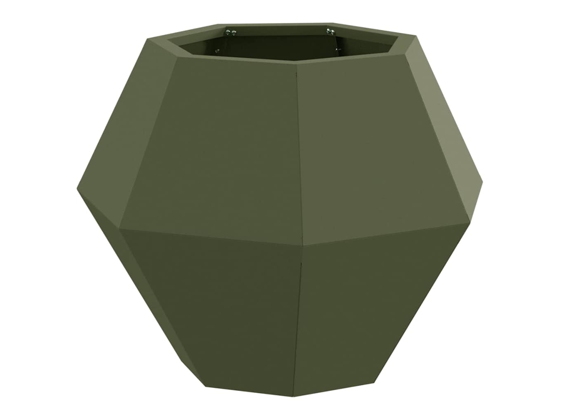 Maceta verde oliva de 50 x 50 x 40 cm, acero Vidaxl