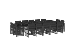 Maison Exclusive - Set Comedor De Jardín Con Cojines 15 Pzas Ratán Sintético Negro