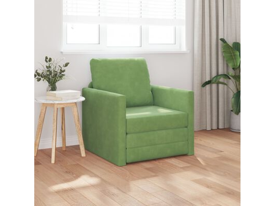Sofá Cama 2-en-1 Verde Claro 74x77x81 Cm Terciopelo Wsd413184