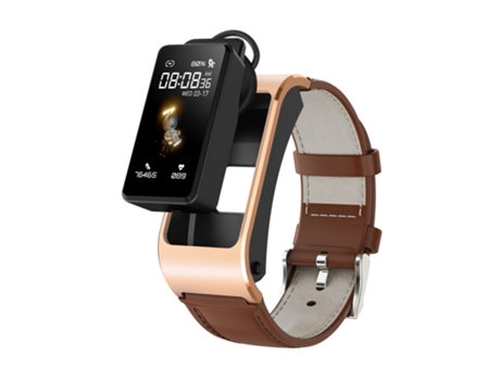 Smartwatch H21 Correa de cuero de 1,14 pulgadas Soporte para auriculares desmontable Medición de temperatura / Llamada Bluetooth / Control VO