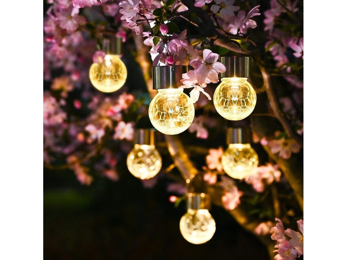 Lámparas Colgantes Solares Para Exteriores, 8 Unidades, Con Bola De Cristal Decorativa, Para Jardín, Patio, Césped Y Parterre.