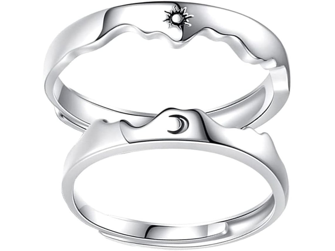Anillos De Pareja Sol Y Luna Ajustables De Plata Antigua Para Hombre Y Mujer