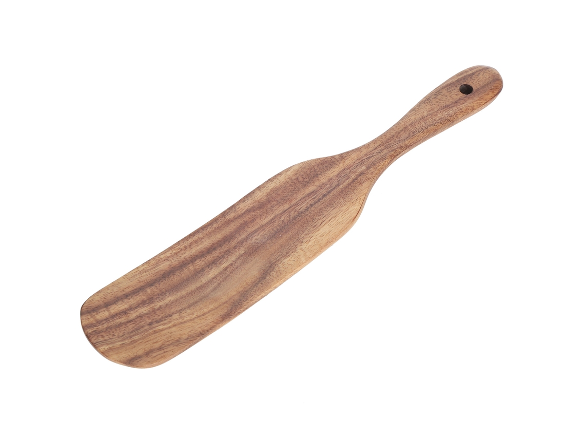 Espátula De Madera De Teca Para Cocina, Forma Plana, Utensilio De Cocina Seguro, 25,5 X 6 Cm.