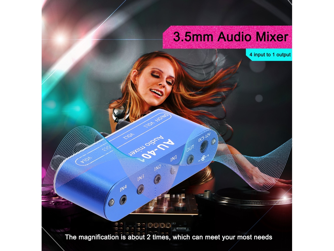 Mezclador De Audio De 3,5 Mm Con 4 Entradas Y 1 Salida, Controles Individuales, Amplificador De Auriculares Portátil.